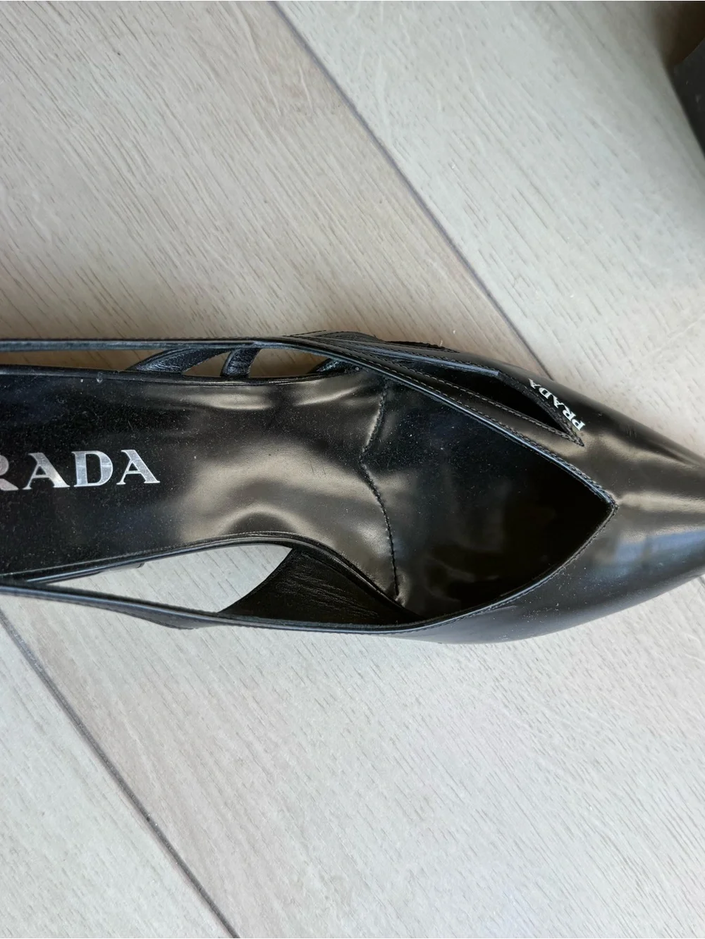 Prada Black cut-out detail Pointed-Toe Slingback Heels